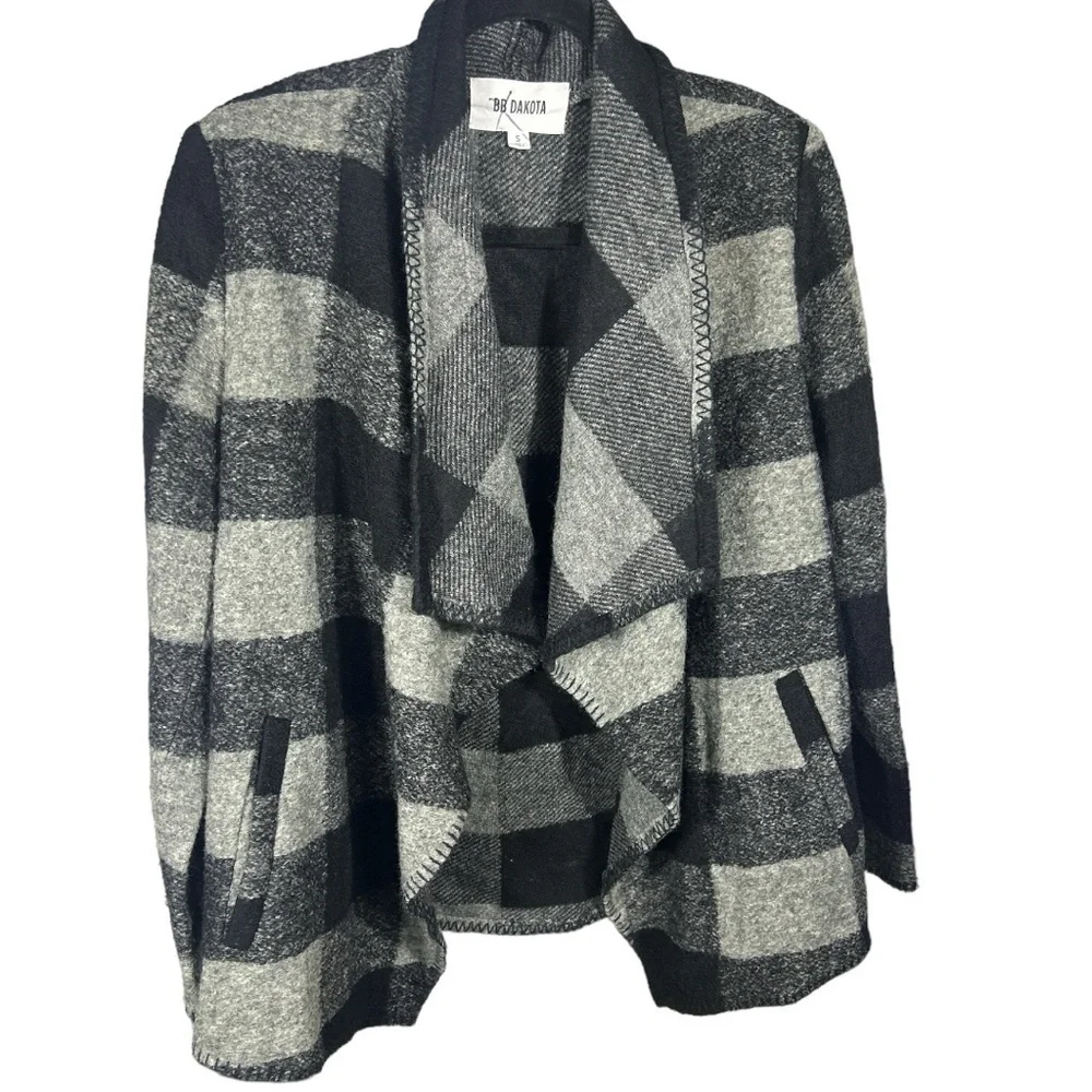 BB Dakota Plaid Drape Jacket Woman's Size Small